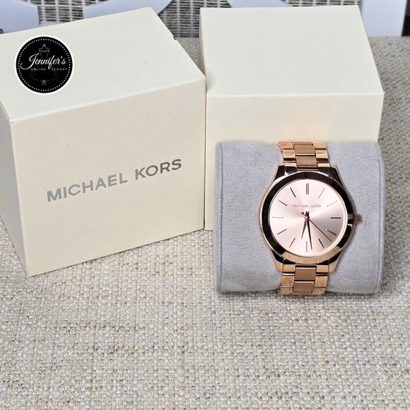 Michael Kors Women's MK3197 Slim Runway Rose Gold-Tone Watch - Picture 2 of 10